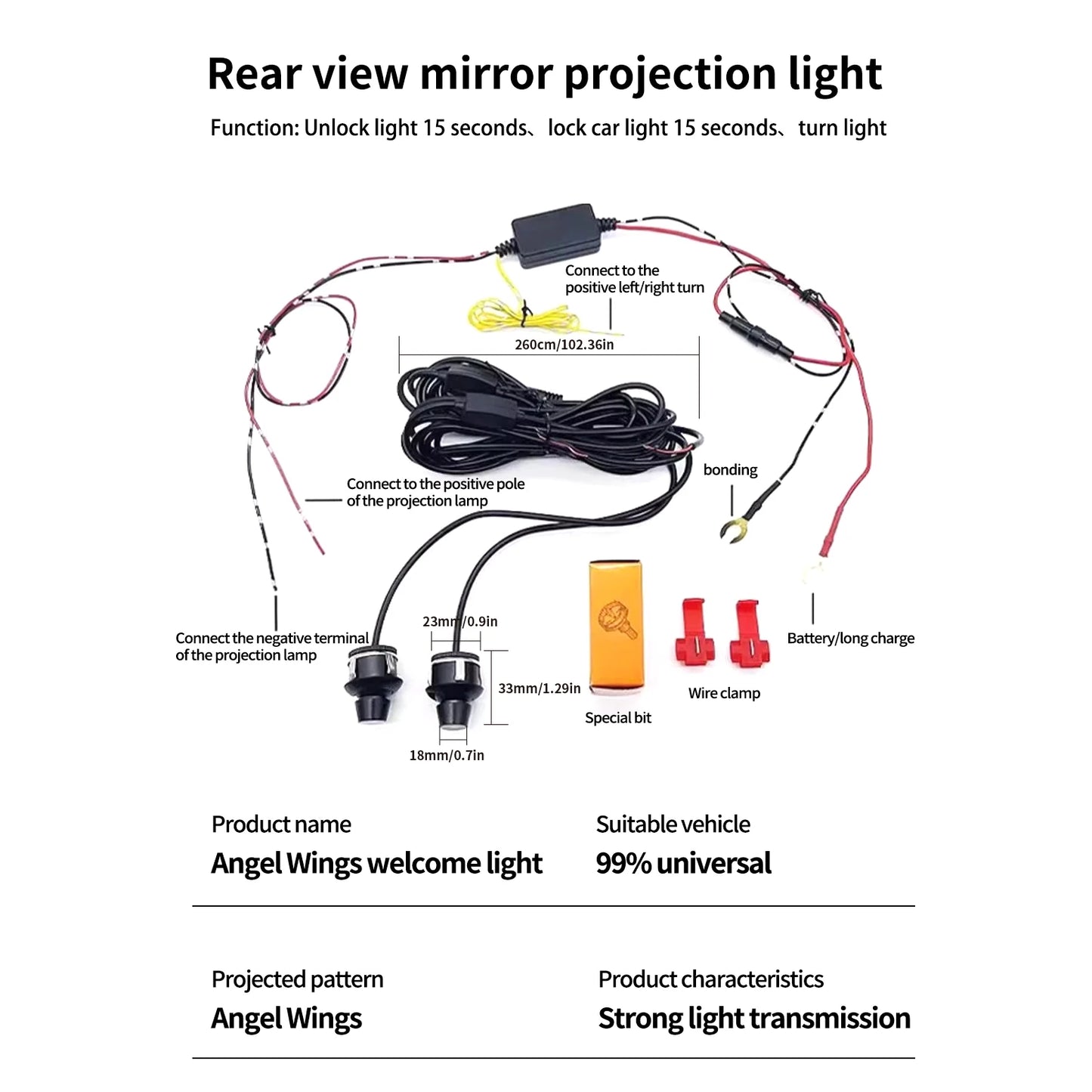 "Illuminate the Road: Angel Wing Lights for Your Car"